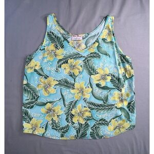 Hula Moon Jams‎ World Hawaii Floral Tank Top Women's Large